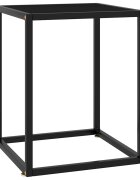 vidaXL Кафе маса черна с черно стъкло 40x40x50 см