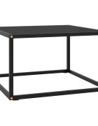 vidaXL Кафе маса черна с черно стъкло 60x60x35 см