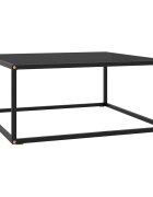 vidaXL Кафе маса черна с черно стъкло 80x80x35 см