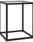 vidaXL Кафе маса черна със закалено стъкло 40x40x50 см
