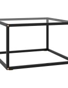 vidaXL Кафе маса черна със закалено стъкло 60x60x35 см