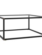vidaXL Кафе маса черна със закалено стъкло 80x80x35 см