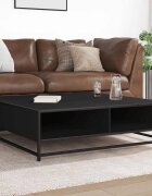vidaXL Кафе маса черно 100x100x30 см инженерно дърво и метал
