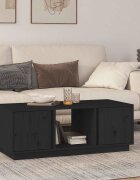 vidaXL Кафе маса черно 110x50x40 см бор масив