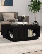 vidaXL Кафе маса черно 80x81x365 см борово дърво масив