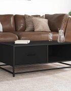 vidaXL Кафе маса черно 90x57x35 см инженерно дърво и метал
