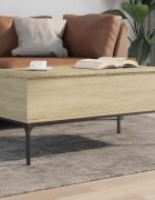 vidaXL Кафе маса дъб сонома 100x50x45 см инженерно дърво и метал