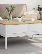vidaXL Кафе маса FLORO бяла 99x555x45 см борово дърво масив