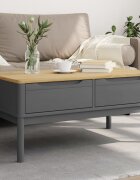 vidaXL Кафе маса FLORO сива 99x555x45 см борово дърво масив