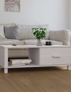 vidaXL Кафе маса HAMAR бяла 100x55x35 см борово дърво масив