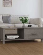 vidaXL Кафе маса HAMAR светлосива 100x55x35 см борово дърво масив