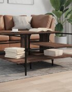 vidaXL Кафе маса кафяв дъб 100x100x485 см инженерно дърво