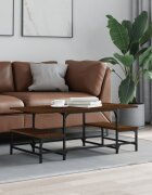 vidaXL Кафе маса кафяв дъб 100x505x40 см инженерно дърво