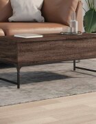vidaXL Кафе маса кафяв дъб 100x50x40 см инженерно дърво и метал