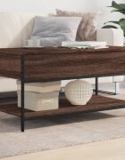 vidaXL Кафе маса кафяв дъб 100x50x50 см инженерно дърво и метал
