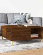 vidaXL Кафе маса кафяв дъб 80x80x365 см инженерно дърво