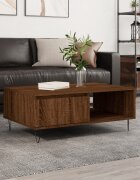 vidaXL Кафе маса кафяв дъб 90x60x35 см инженерно дърво