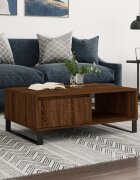 vidaXL Кафе маса кафяв дъб 90x60x35 см инженерно дърво