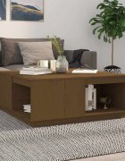 vidaXL Кафе маса меденокафява 100x101x405 см борово дърво масив