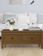 vidaXL Кафе маса меденокафява 100x50x40 см борово дърво масив