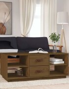 vidaXL Кафе маса меденокафява 100x50x41 см борово дърво масив