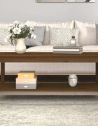 vidaXL Кафе маса меденокафява 110x55x45 см борово дърво масив