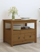 vidaXL Кафе маса меденокафява 71x49x55 см борово дърво масив