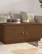 vidaXL Кафе маса меденокафява 80x50x35 см борово дърво масив