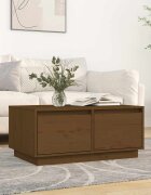 vidaXL Кафе маса меденокафява 80x50x35 см борово дърво масив
