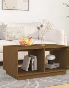 vidaXL Кафе маса меденокафява 80x50x40 см бор дърво масив