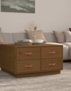 vidaXL Кафе маса меденокафява 80x80x45 см борово дърво масив