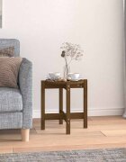 vidaXL Кафе маса меденокафява Ø 425x45 см борово дърво масив