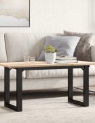 vidaXL Кафе маса О-образна рамка 100x50x45 см бор масив и стомана