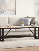 vidaXL Кафе маса О-образна рамка 160x40x45 см бор масив и стомана