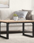 vidaXL Кафе маса О-образна рамка 80x80x455 см бор масив и стомана