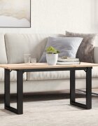 vidaXL Кафе маса О-образна рамка 90x40x45 см бор масив и стомана