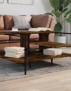 vidaXL Кафе маса опушен дъб 100x100x485 см инженерно дърво