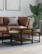 vidaXL Кафе маса опушен дъб 102x60x45 см инженерно дърво