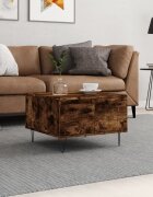 vidaXL Кафе маса опушен дъб 55x55x365 см инженерно дърво