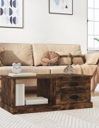 vidaXL Кафе маса опушен дъб 90x50x35 см инженерно дърво