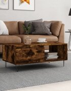 vidaXL Кафе маса опушен дъб 90x50x365 см инженерно дърво
