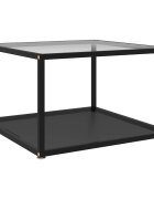 vidaXL Кафе маса прозрачно и черно 60x60x35 cм закалено стъкло