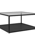 vidaXL Кафе маса прозрачно и черно 80x80x35 cм закалено стъкло