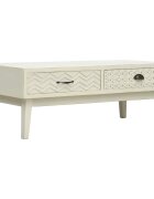 vidaXL Кафе маса с 2 чекмеджета дърворезба сива 110x50x40 см дърво