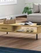 vidaXL Кафе маса с метални крака кафява бор масив OSLO