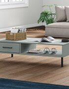 vidaXL Кафе маса с метални крака сива бор масив OSLO