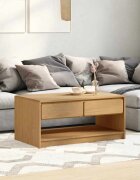 vidaXL Кафе маса SAUDA дъб 99x55x45 см борово дърво масив