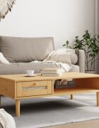 vidaXL Кафе маса SENJA ратанова визия кафява 100x55x33 см бор масив