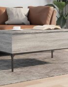 vidaXL Кафе маса сив сонома 100x50x45 см инженерно дърво и метал