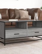 vidaXL Кафе маса сив сонома 100x50x45 см инженерно дърво и метал
